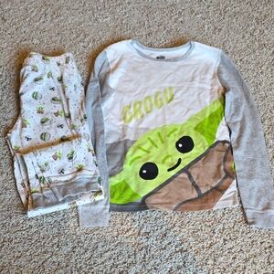 Star Wars Grogu Kids Pajamas - White, Green, and Gray